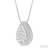 1/2 Ctw Pear Shape Lovebright Round Cut Diamond Pendant With Chain in 14K White Gold